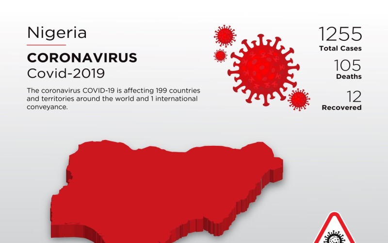 Mappa 3D del paese interessato dalla Nigeria del modello di identità aziendale del Coronavirus