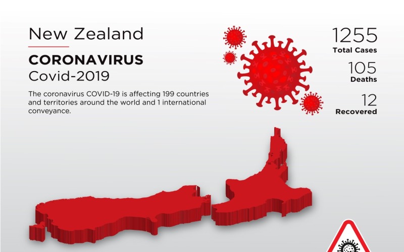 Mappa 3D del paese interessato dalla Nuova Zelanda del modello di identità aziendale del coronavirus