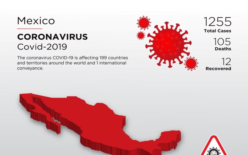 Mexico Affected Country 3D Map of Coronavirus Corporate Identity Template
