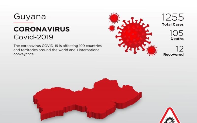 Modello 3D di identità aziendale del paese colpito dalla Guyana del Coronavirus