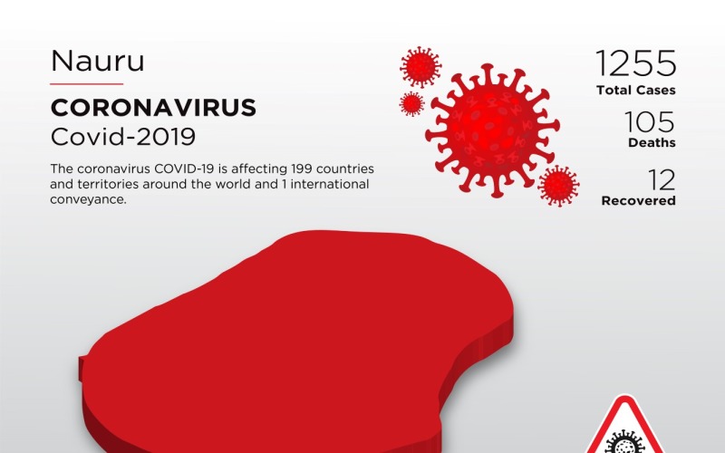 Nauru érintett ország 3D térképe a koronavírus arculati sablonról