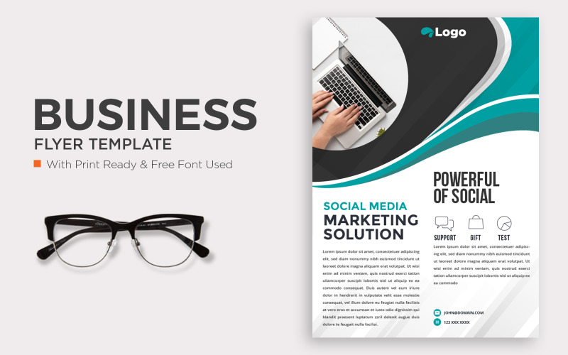 Conception de modèle de flyer entreprise avec contact
