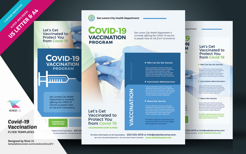 Covid-19疫苗接种传单模板