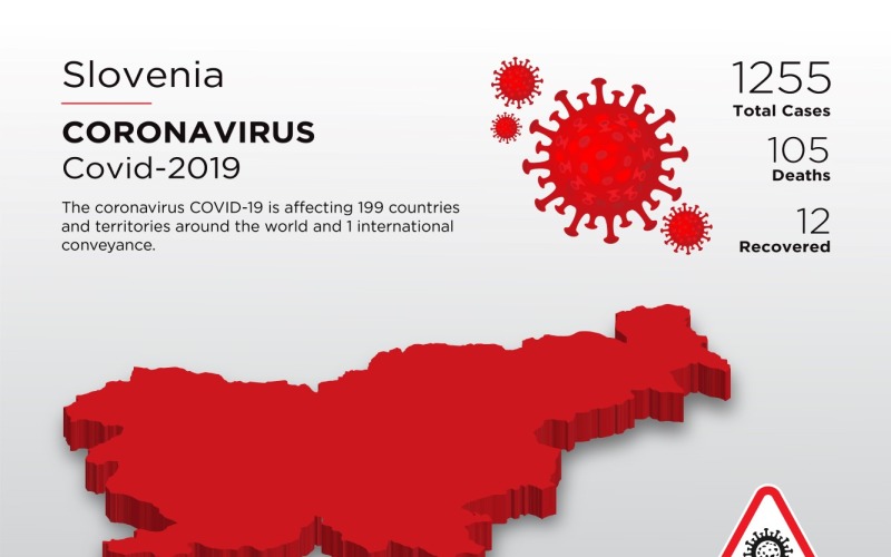 Mapa 3D kraju dotkniętego chorobą Słowenii szablonu tożsamości korporacyjnej koronawirusa