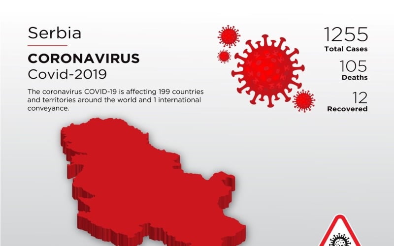 Serbia Affected Country 3D Map of Coronavirus Corporate Identity Template