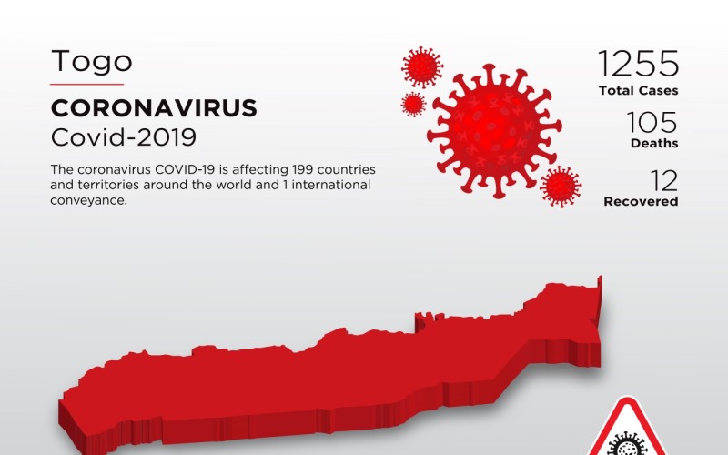 Togo Affected Country 3D Map of Coronavirus Corporate Identity Template