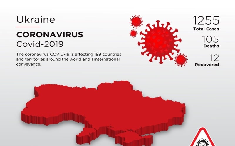 Ukraine Affected Country 3D Map of Coronavirus Corporate Identity Template