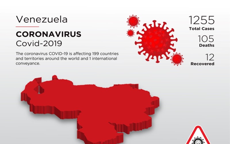 Von Venezuela betroffenes Land 3D-Karte der Coronavirus Corporate Identity-Vorlage