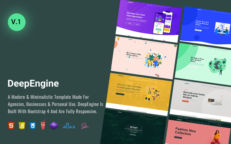 DeepEngine - Бізнес багатоцільовий преміум шаблон веб-сайту HTML5