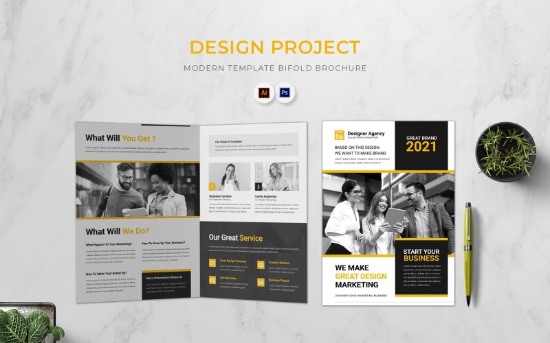 Brochura Bifold do Projeto de Design