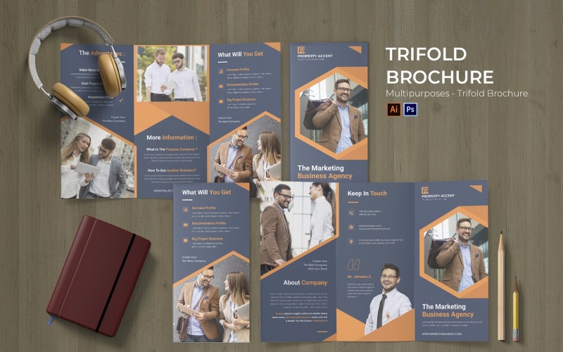 Brochure a tre ante volantino ufficio di lavoro