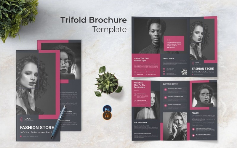 Brochure à trois volets de style à la mode