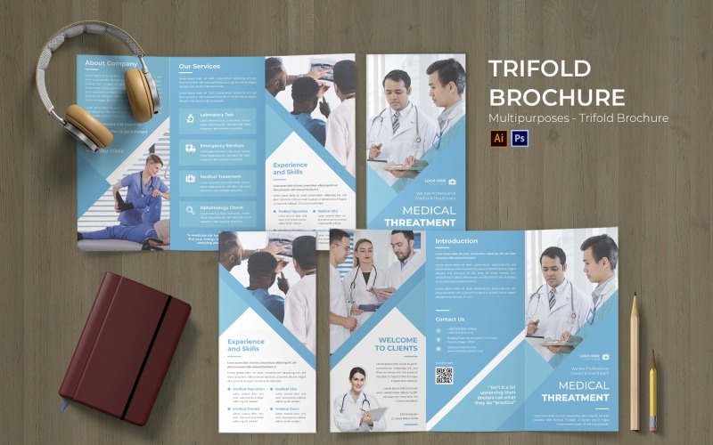 Флаер медицинской клиники Trifold Brochure