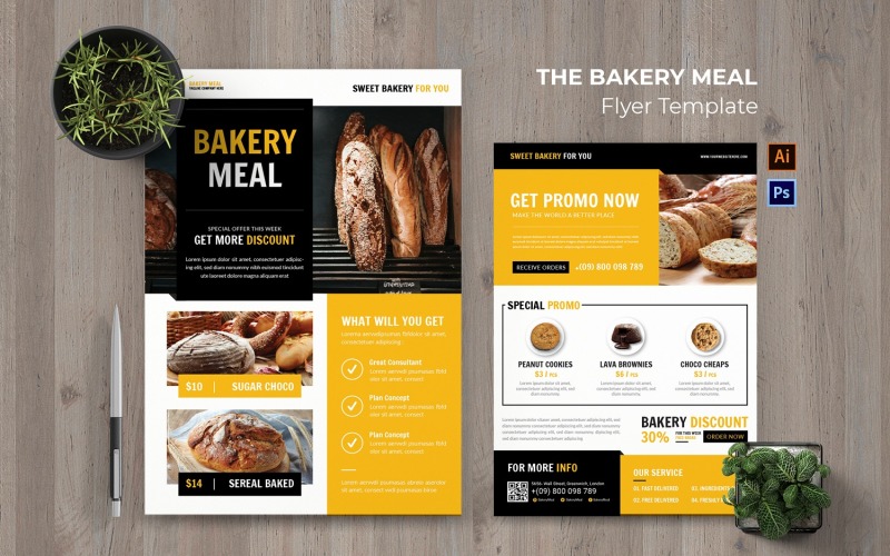Le modèle de Flyer de repas de boulangerie