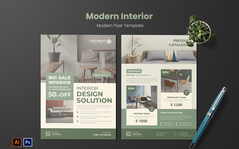 Modern Interior Flyer Template #180409 - TemplateMonster