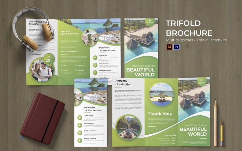 Mooie reisfolder driebladige brochure