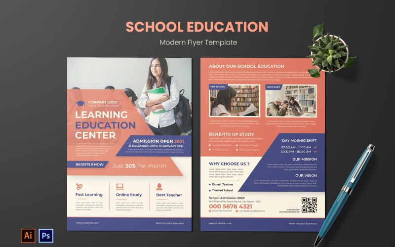 School Education Center Flyer #180411 - TemplateMonster