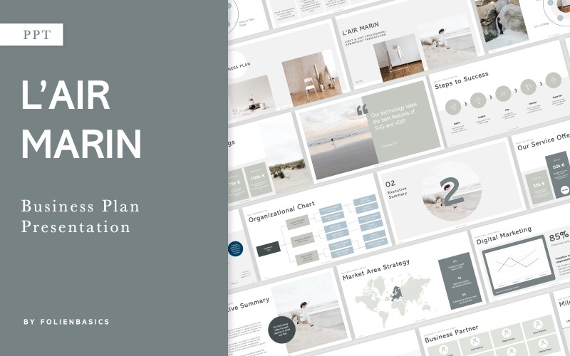 L'Air Marin - Pitch & Business Plan Sjablonen PowerPoint presentatie