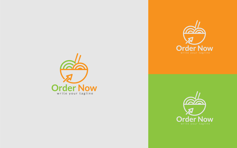 Noedels met eetstokje Online bestellen eten levering Logo ontwerpsjabloon