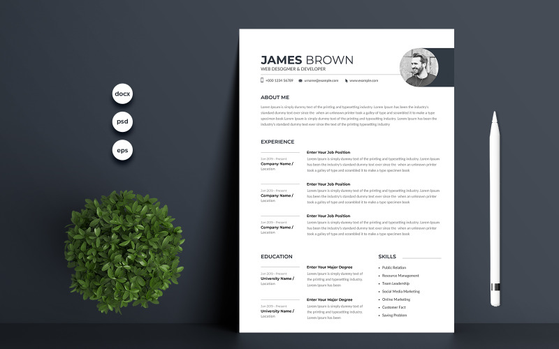 Szablon CV premium Jamesa Browna