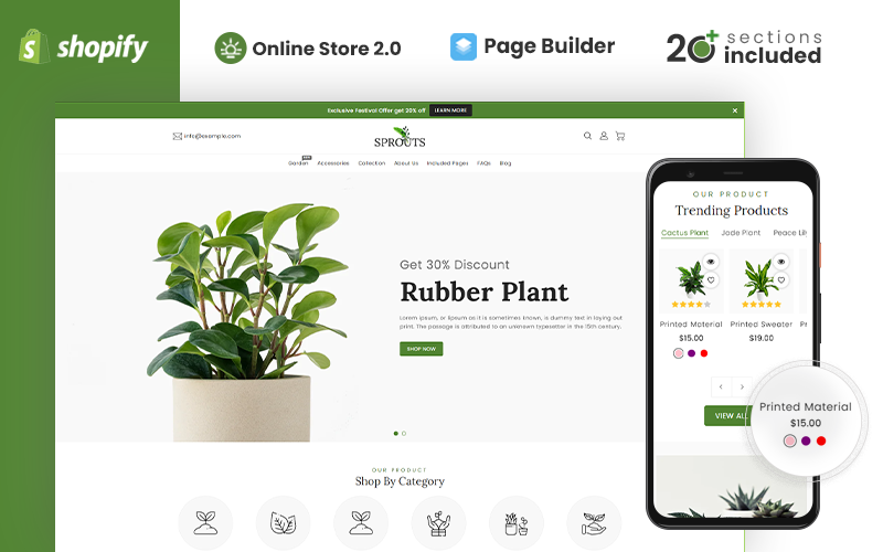 新芽-园艺与室内植物Shopify主题