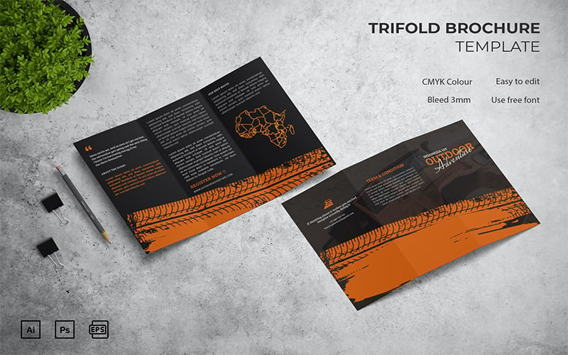 Adventure Outdoor - Trifold Brochure Företagsidentitetsmall