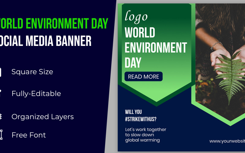 Banner di social media per la giornata mondiale dell'ambiente dell'ecosistema