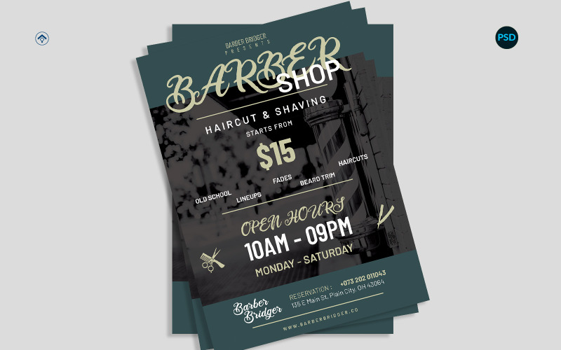 Folleto de promoción de barbería V2