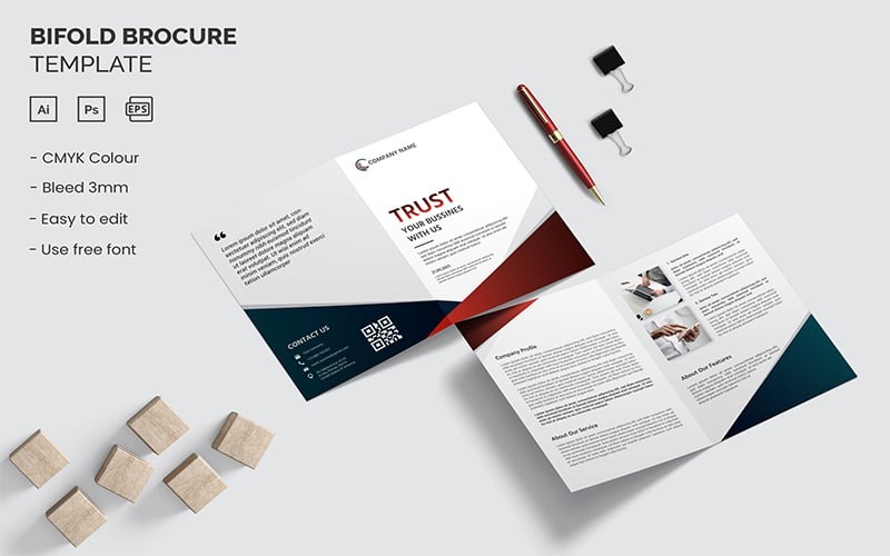 Trust Business - Modèle d'identité d'entreprise Brochure à deux volets