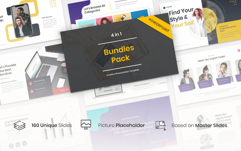 4 i 1 paketpaket Creative PowerPoint-mall