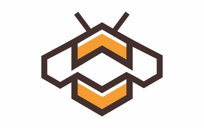 Plantilla de logotipo de abeja abstracta hexagonal