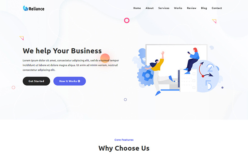 Reliance - Landingpage-Vorlage für Geschäftsagenturen