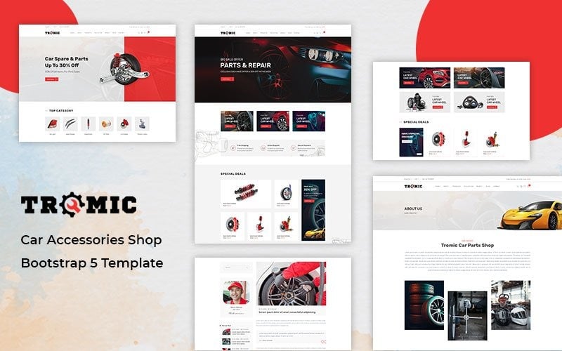 Tromic - Biltillbehör Shop Bootstrap 5 Webbplatsmall