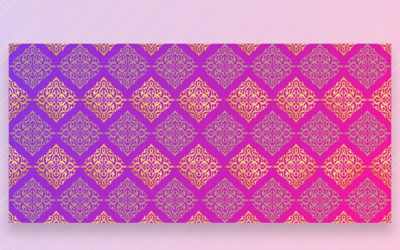 Ornament patroon paarse & gouden achtergrond