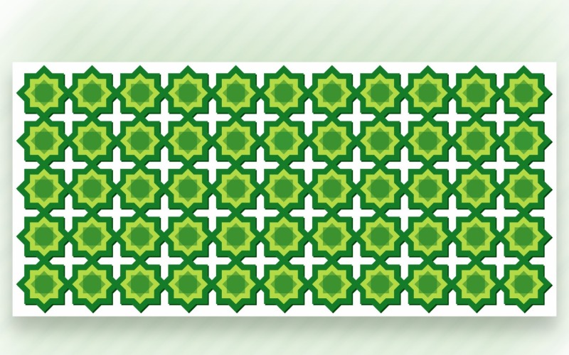 Ornament Pattern Green & Whit Background