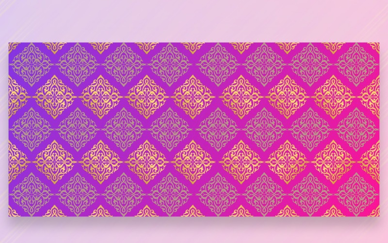 Ornamento Padrão Roxo e Fundo Dourado