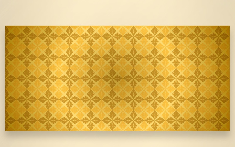 Patrón de adorno dorado y fondo amarillo