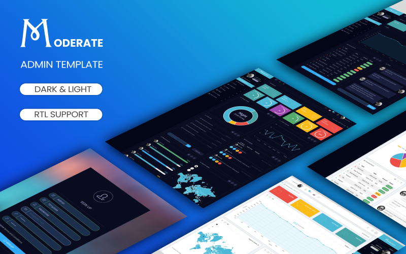 Modéré - Modèle d'administration Bootstrap Dark & Light