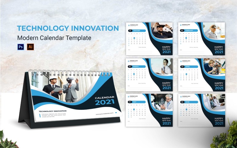 Technológiai innovációs asztali naptártervező