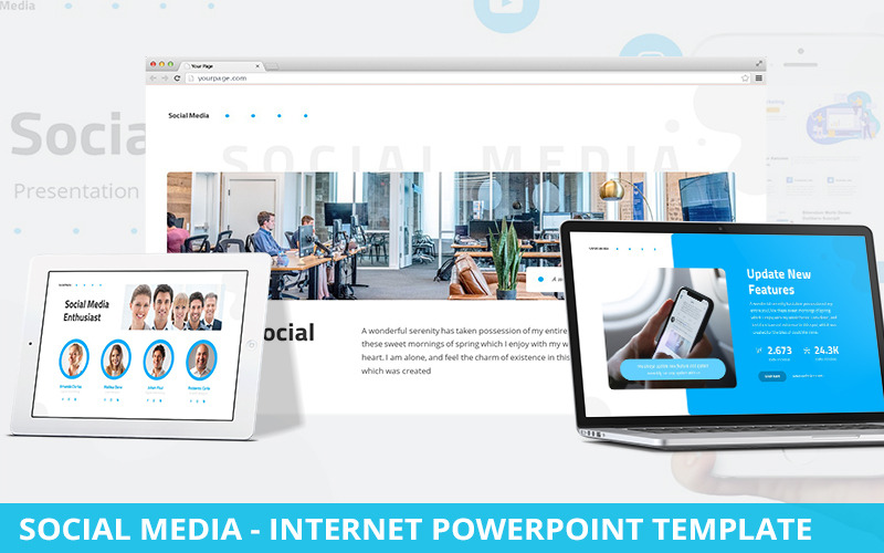 Mídia social - modelo de Powerpoint da Internet