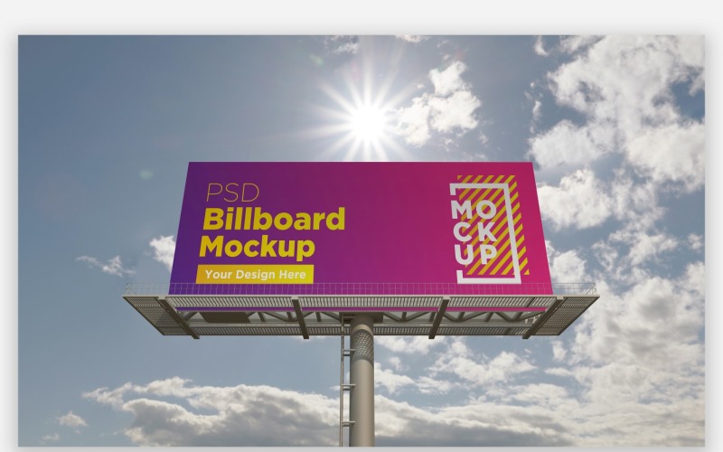 Outdoor Advertisement Sign Mockup Front View