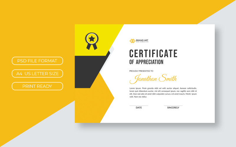 Šablona certifikátu designu Smith