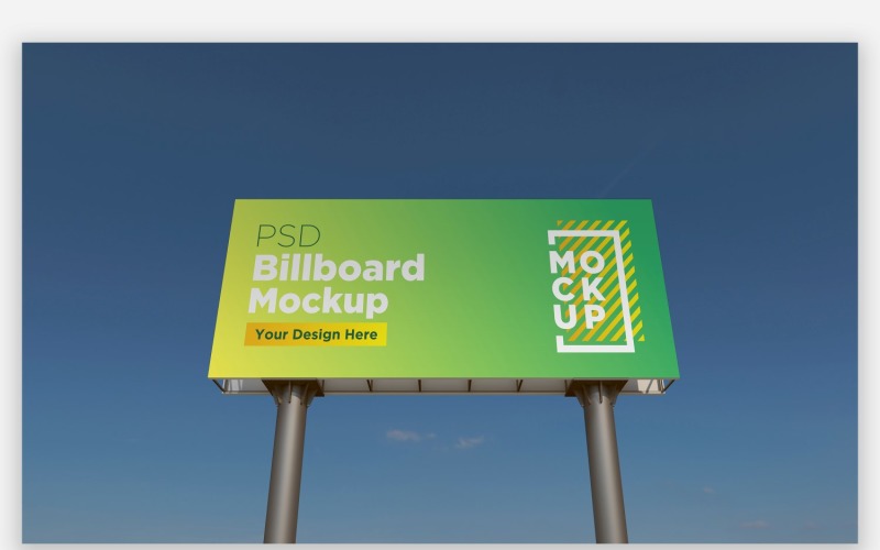 Two Pole Billboard Mockup Side View