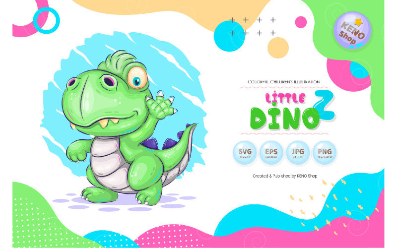 Desenho Animado Dino Walking Vector