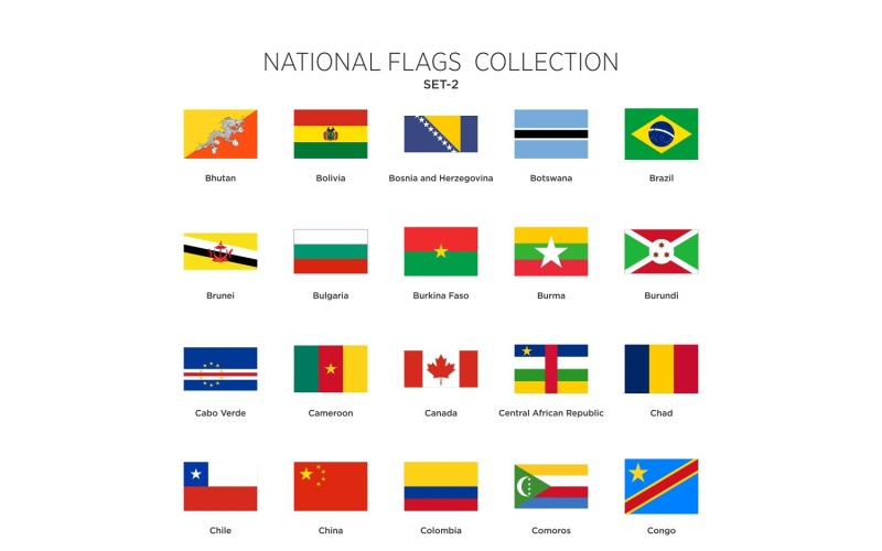 Flagi narodowe zestaw ilustracji Vol-2