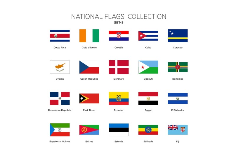 Ilustração do conjunto de bandeiras nacionais Vol- 3