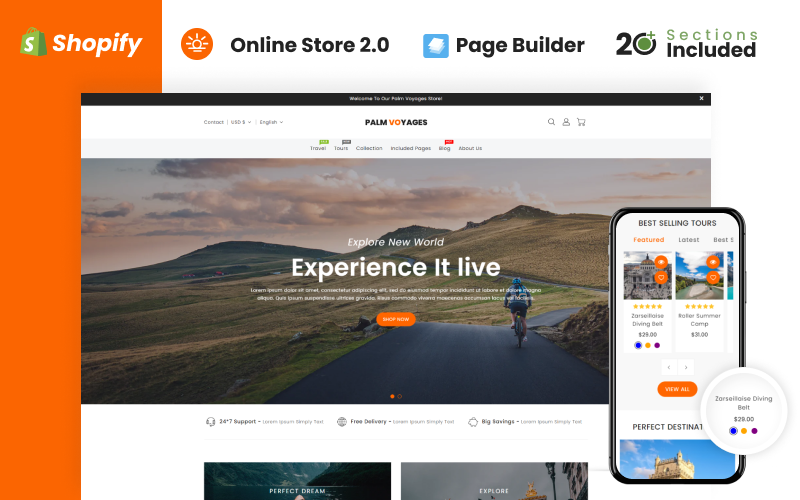 Palm Voyages Travel Store Shopify-tema