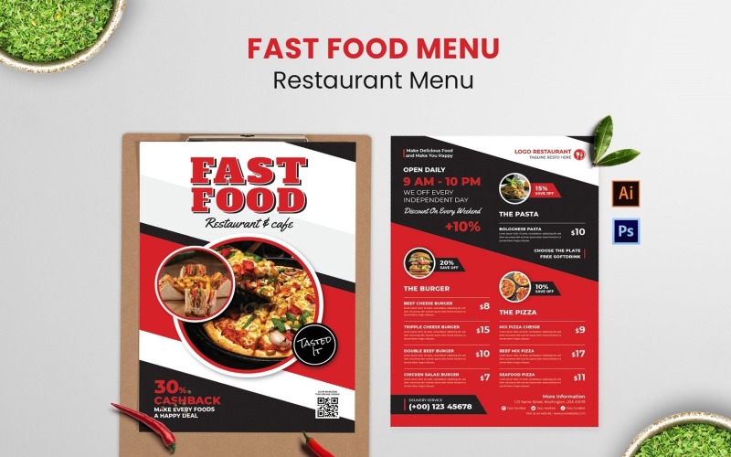 Délicieux menu de restauration rapide