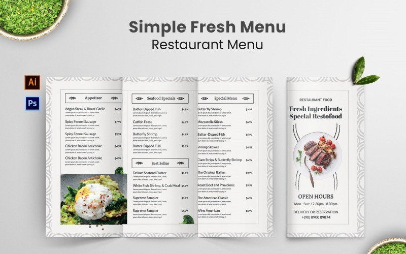 Enkel meny Restaurangmeny