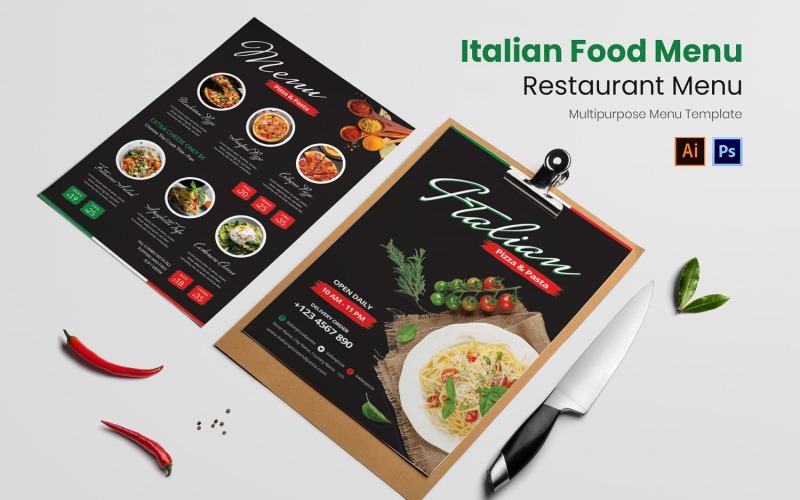 Italienische Speisekarte